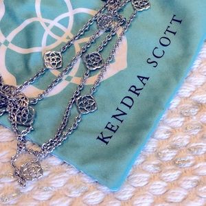EUC Kendra Scott silver logo necklace design, Kendra Scott bag included